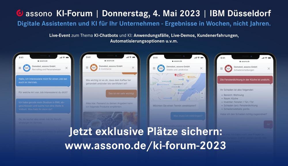 Save the Date: assono KI-Forum | 4. Mai 2023 | Live in Düsseldorf (Sonstiges | Düsseldorf)