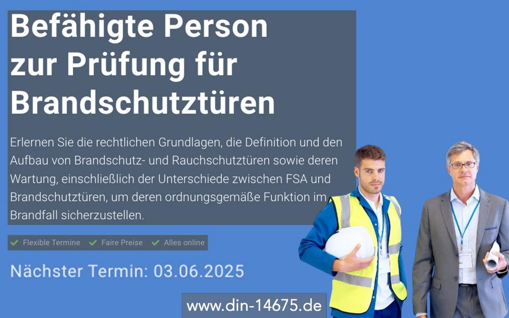 Befähigte Person zur Prüfung für Brandschutztüren (Schulung | Online)