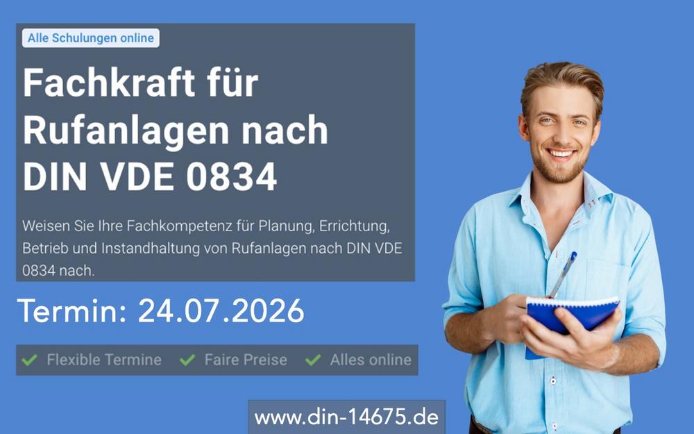 Online-Schulung: Fachkraft für Rufanlagen nach DIN VDE 0834 (Schulung | Online)